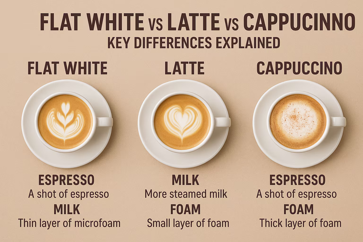 Flat White vs Latte vs Cappuccino